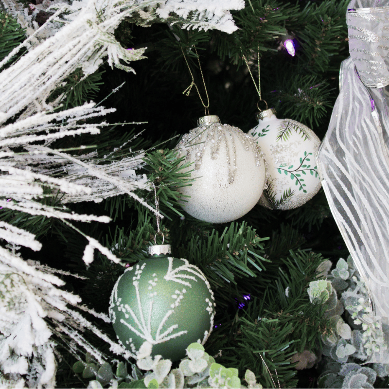 Ivory Glitter Leaf Ornament