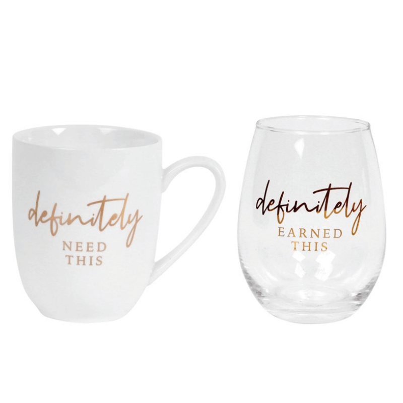 Definitely Coffee Mug and Wine Glass Set