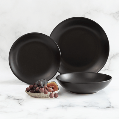 12-Piece Ebony Dinnerware Set