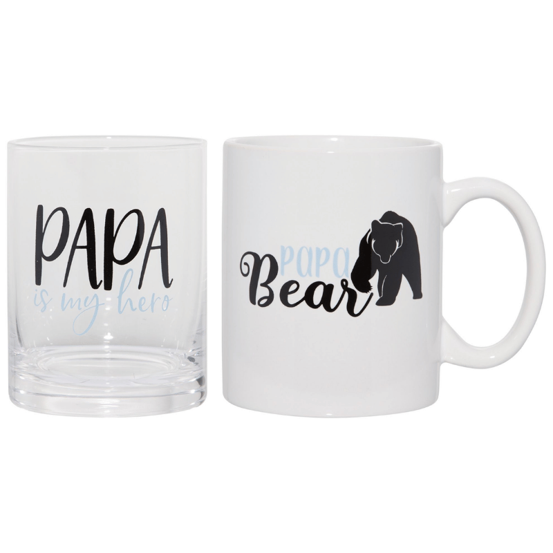 Papa Bear Double Old Fashioned Glass & Mug Set