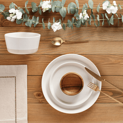 12-Piece Two-Tone Cream Dinnerware Set