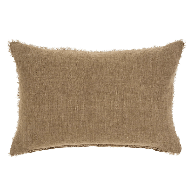 Lina Linen Lumbar Pillow, Hazelnut