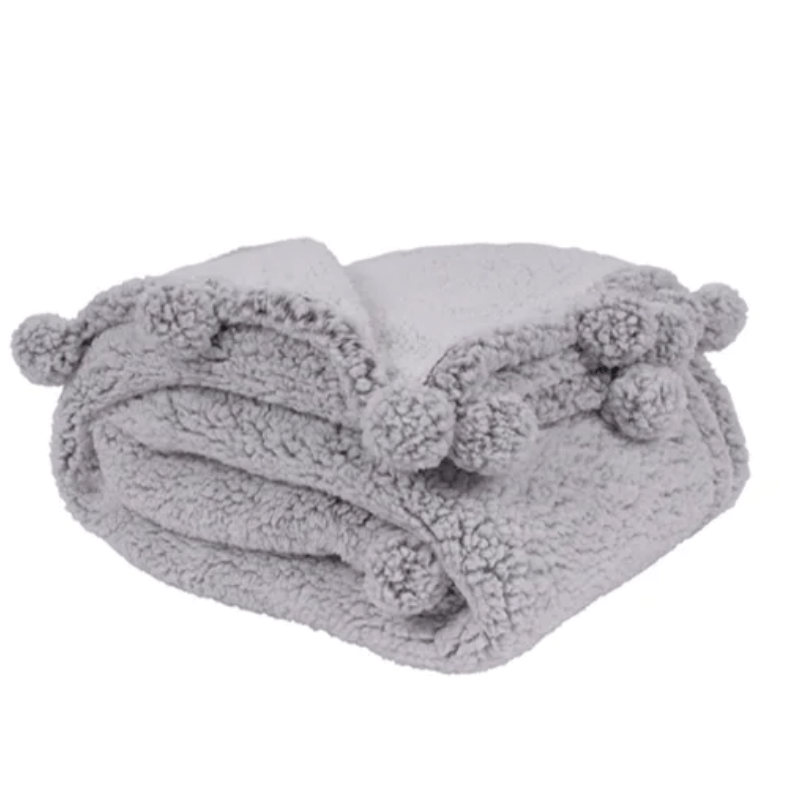 Salt & Pepper Pom Pom Sherpa Throw