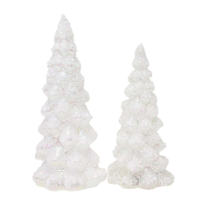 Frosted Pearl LED Trees - Set of 2