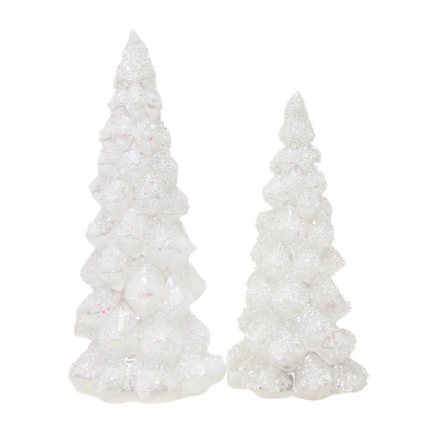 Frosted Pearl LED Trees - Set of 2