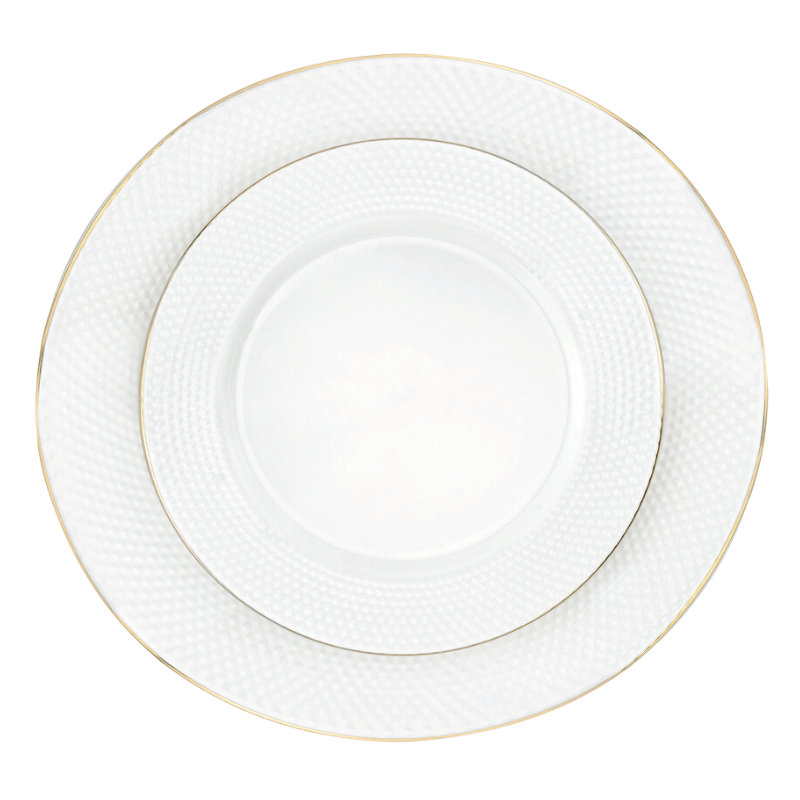 16-Piece Pique Gold Rim Dinnerware Set