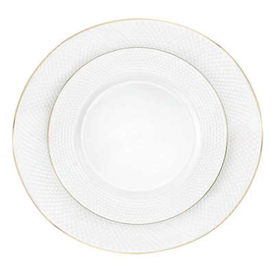 16-Piece Pique Gold Rim Dinnerware Set