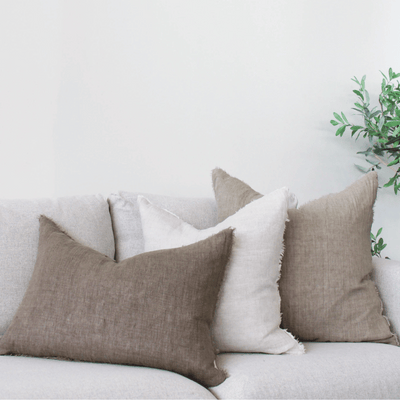 Small Lina Linen Pillow, Chambray