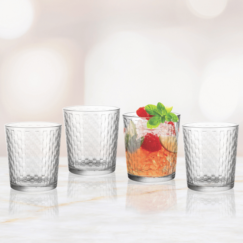 Glam Double Old-Fashioned Drinking Glasses - Set of 4