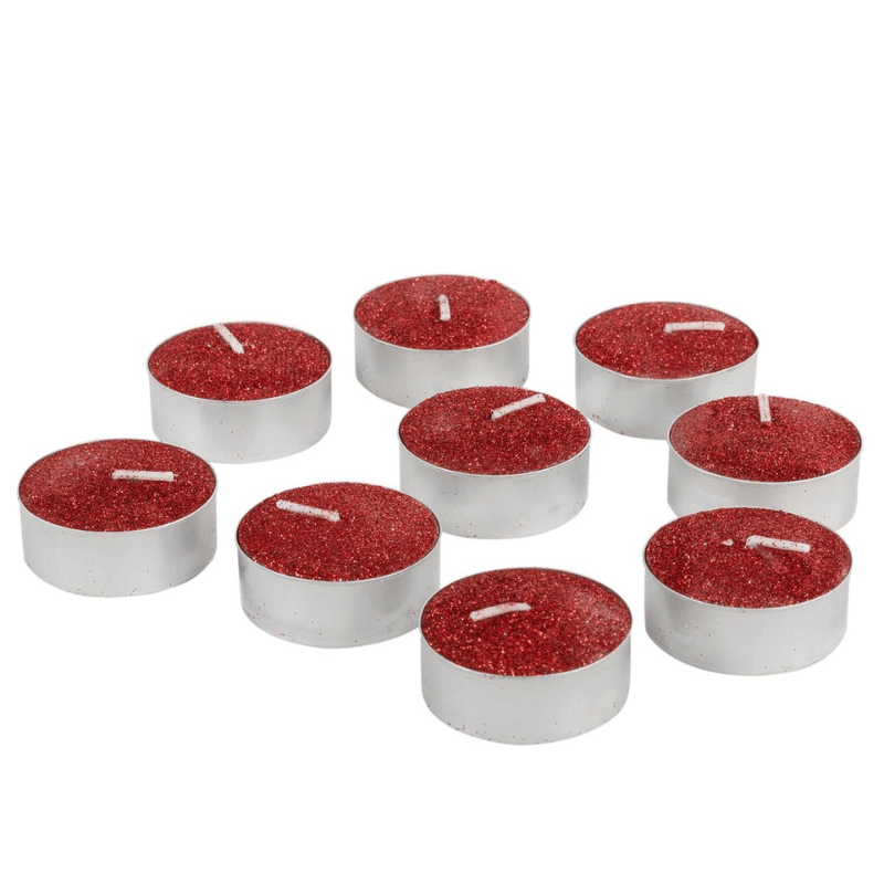 Shimmer Red Tealight Candles - Set of 9