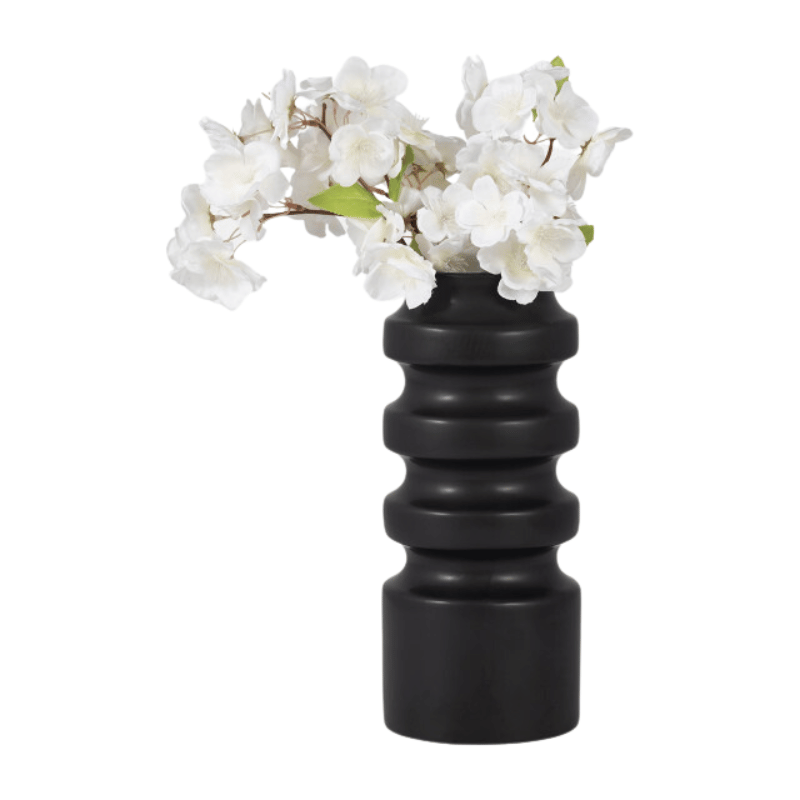 Large Black Tiered Vase