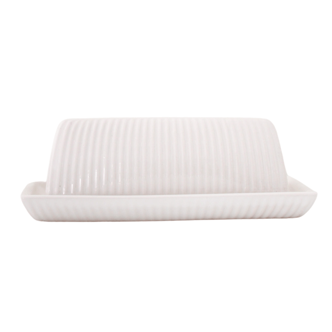 Line Embossed Covered Butter Dish