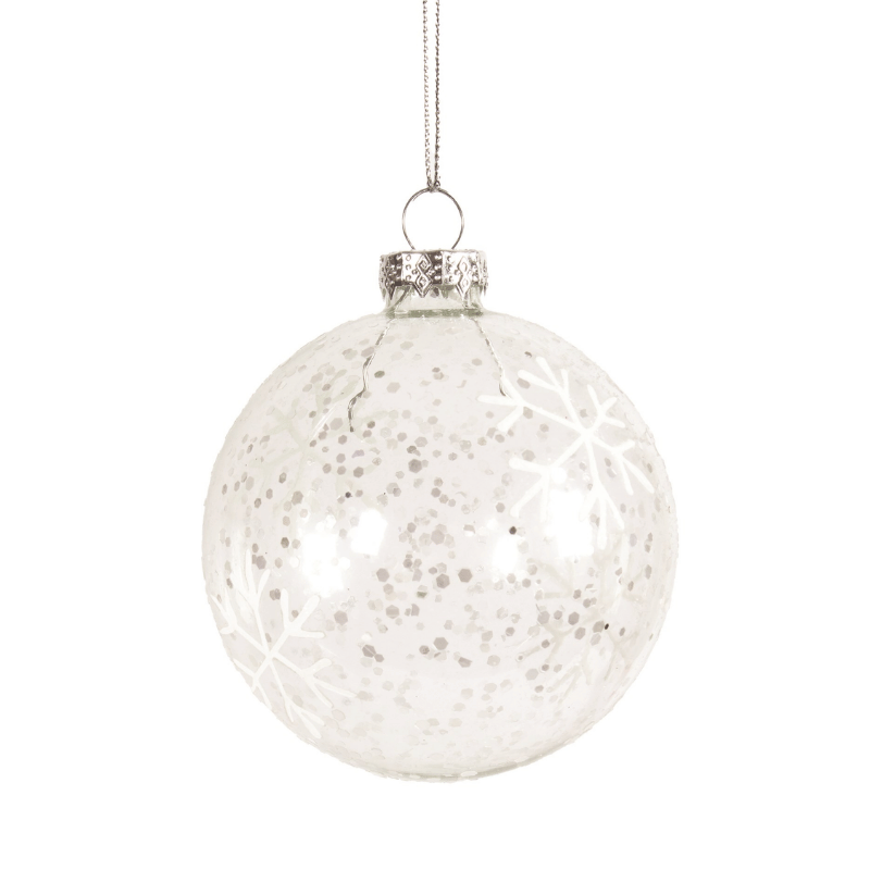 Snowflake Confetti Glass Ornament