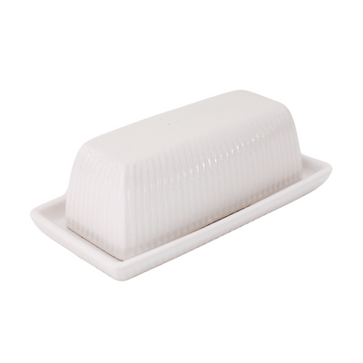 Line Embossed Covered Butter Dish