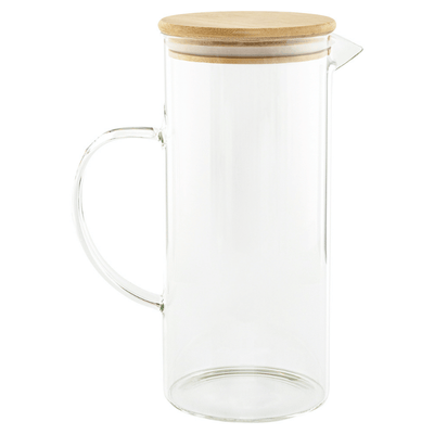 Bamboo Lid Glass Pitcher