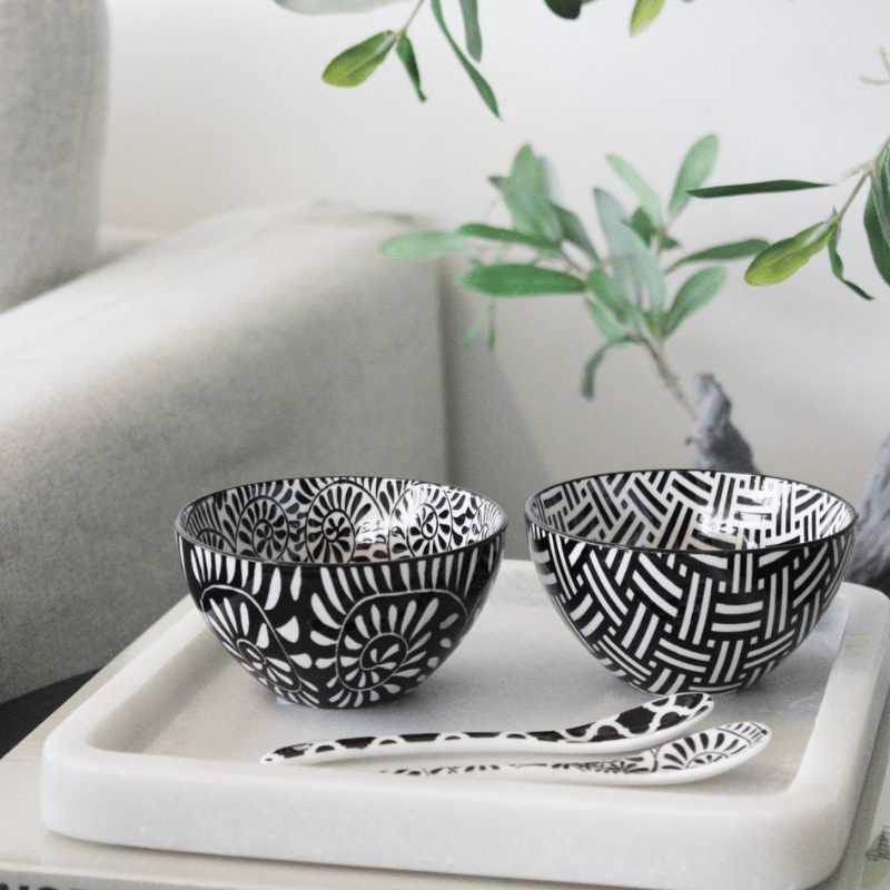 Weave Black & White Dipping Bowl