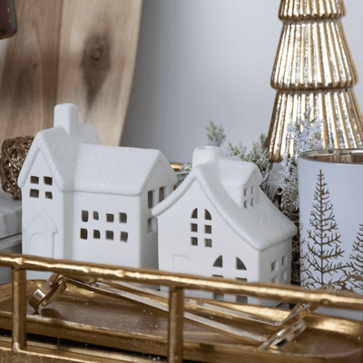 Small White Porcelain Tealight House