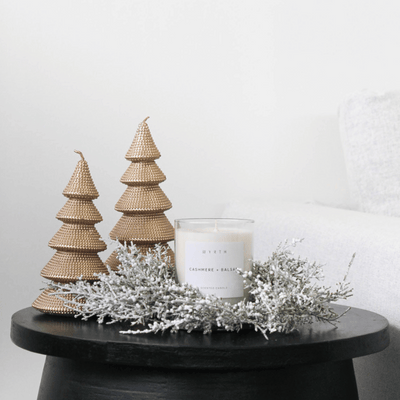 Glittered Cedar & White Berries Candle Ring