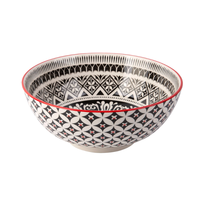 Red & Black Florence Serving Bowl