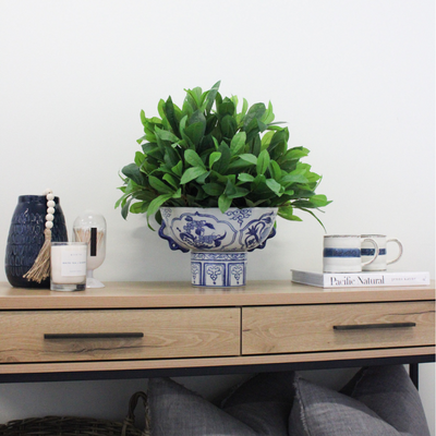 Blue & White Footed Bowl