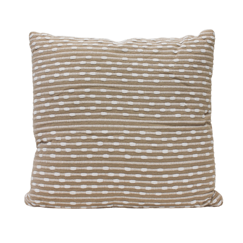 Taupe & White Textured Pillow