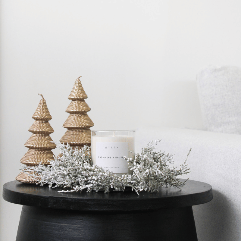 Glittered Cedar & White Berries Candle Ring