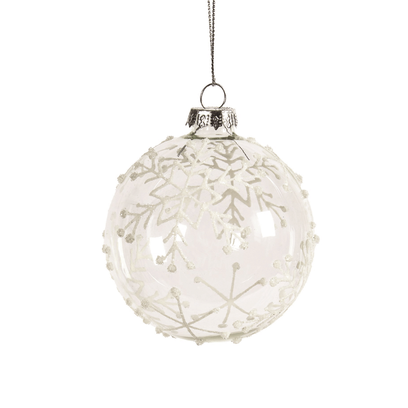 White Snowflake Glass Ornament