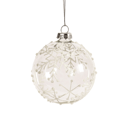 White Snowflake Glass Ornament