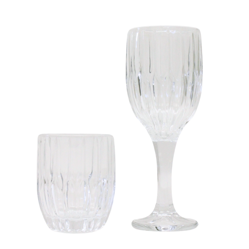 Pleat Goblet & Double Old Fashioned Glasses - Set of 8