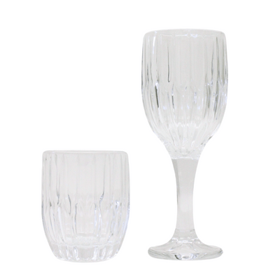 Pleat Goblet & Double Old Fashioned Glasses - Set of 8