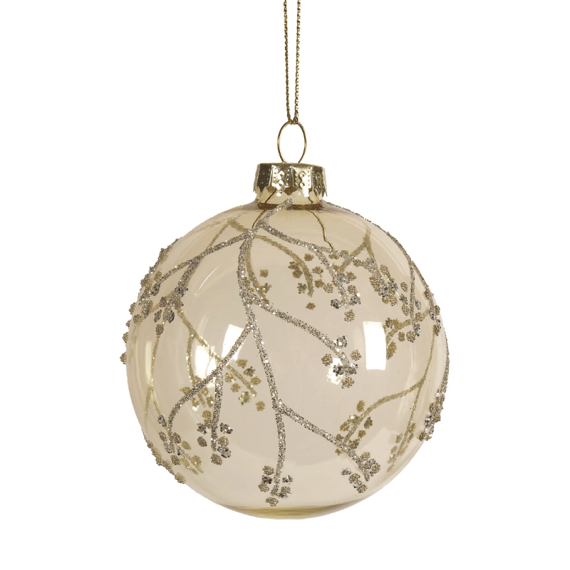 Glitter Blossom Glass Ornament