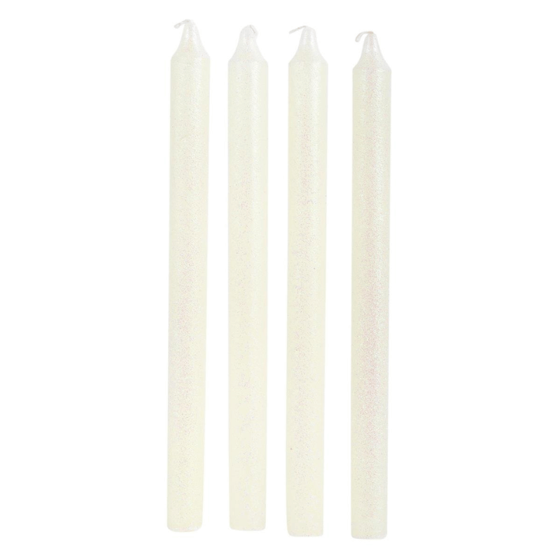 10" Shimmer White Taper Candle - Set of 4