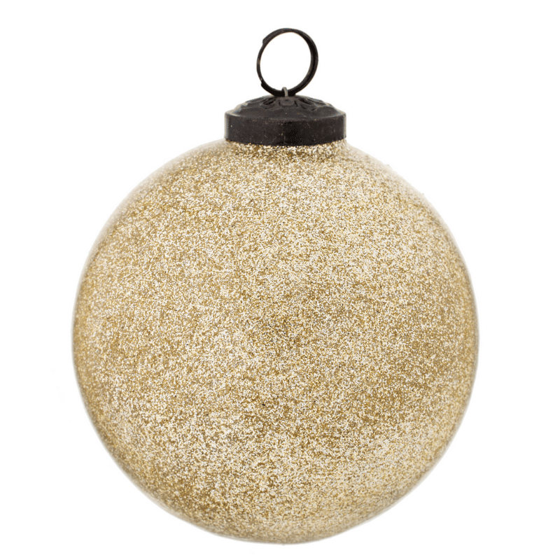 Large Champagne Glitter Ball Ornament