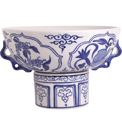 Blue & White Footed Bowl