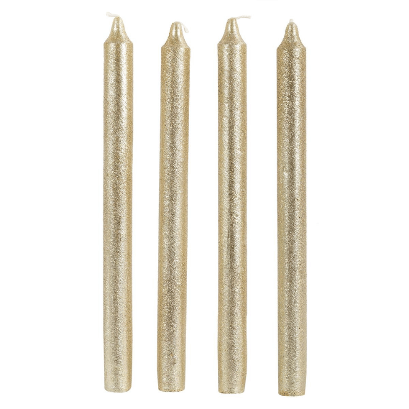 10" Metallic Gold Taper Candle - Set of 4