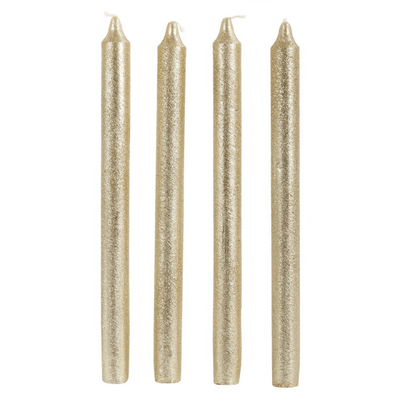 10" Metallic Gold Taper Candle - Set of 4