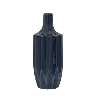 Navy Fluted River Vase