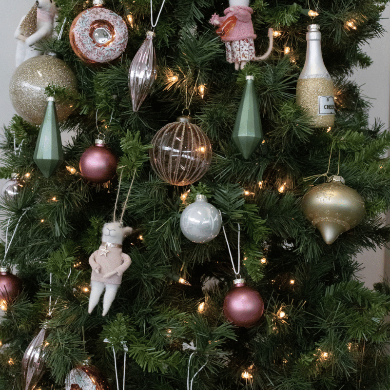 Large Champagne Glitter Ball Ornament