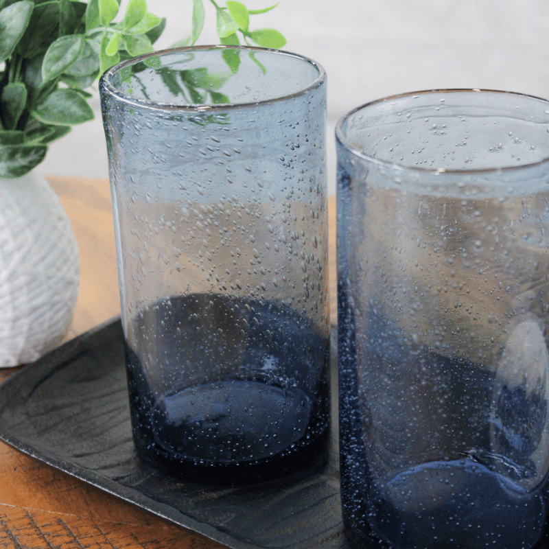 Blue Bubble Highball Glass