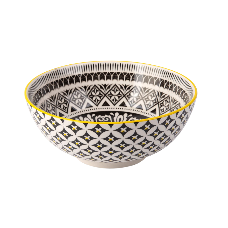 Yellow & Black Florence Serving Bowl