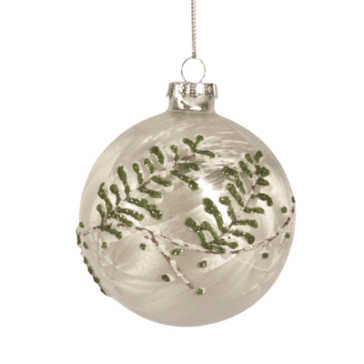 Silver Evergreen Glass Ball Ornament