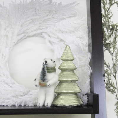 Green Felt Polar Bear Ornament