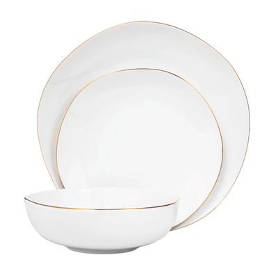 12-Piece Andover Gold Rim Dinnerware Set