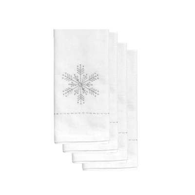 Holiday Silver Snowflake Napkins - Set of 4