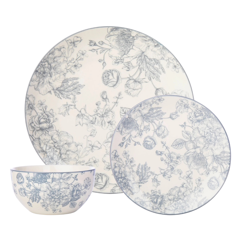 12-Piece Banbury Grey Dinnerware Set