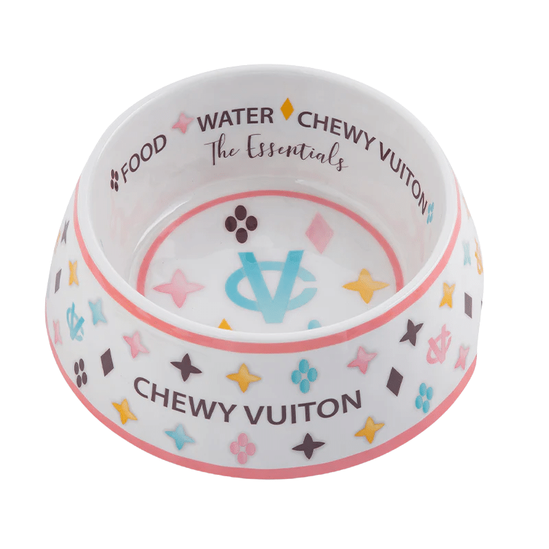 White Chewy Vuiton Bowl