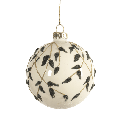 Ivory Leaf Glass Ornament