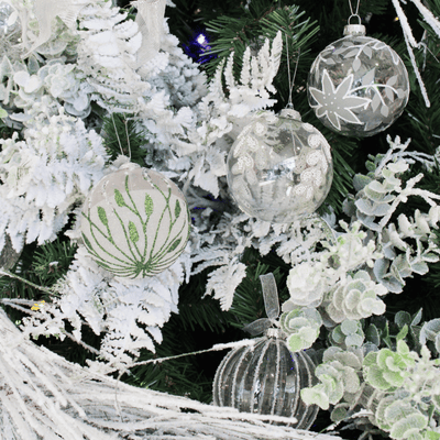 Silver Poinsettia Clear Glass Ornament