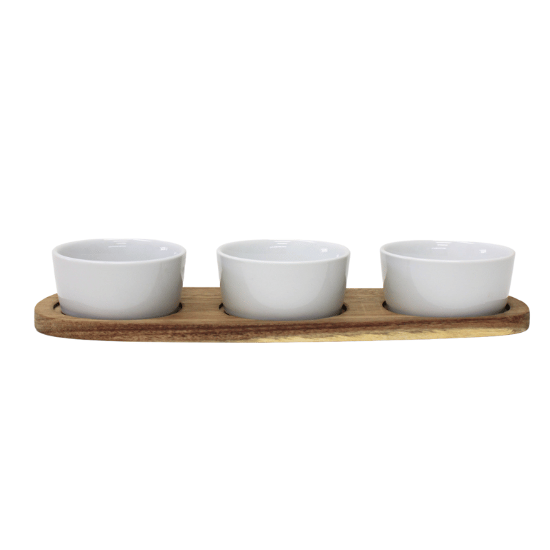 4-Piece White Serving Bowls & Tray