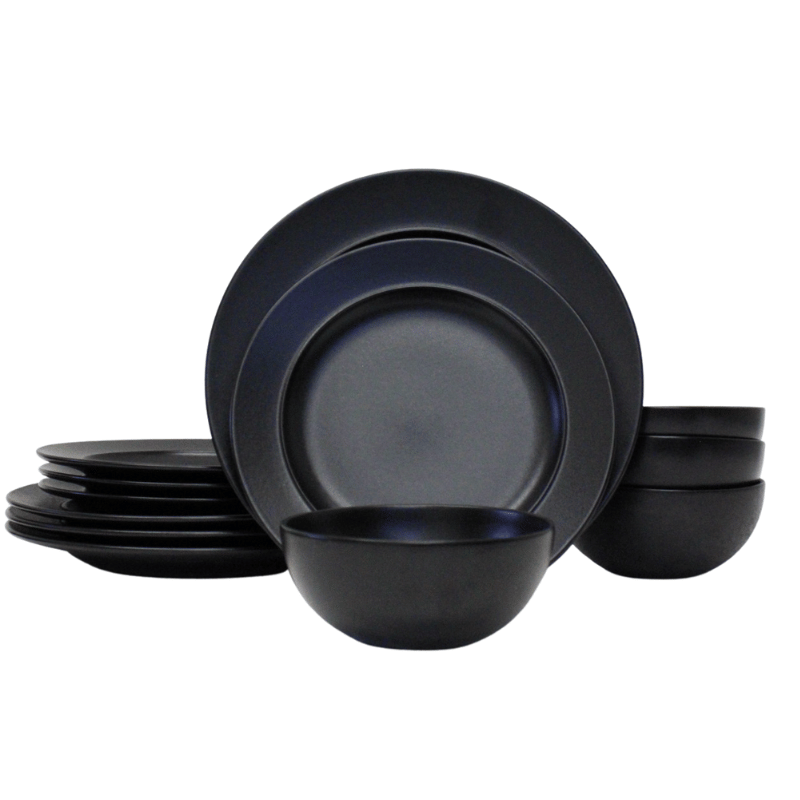 12-Piece Guarda Black Dinnerware Set